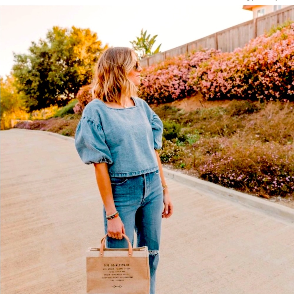 The Odells Everly Button Back Denim Top Cornflower